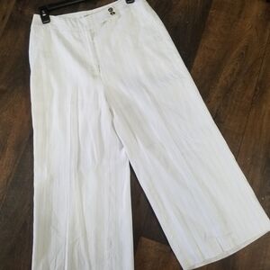 Whbm Beach strip culotte linen blend wide crop pants